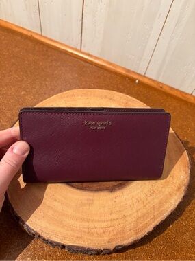 kate spade Wine Saffiano Leather Continental Wallet